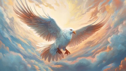 Flight and freedom: Illustrations showcase birds or wings, symbolizing the freedom and lightness associated with the air element. Generative AI