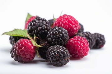 Appetizing tasty dewberry. The concept of proper nutrition and vitamins in the crop. AI generated, human enhanced.