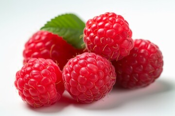 Appetizing tasty raspberries. The concept of proper nutrition and vitamins in the crop. AI generated, human enhanced.