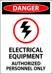 Electrical Safety Sign Danger, Electrical Equipment Authorized Personnel Only