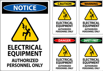 Danger Label Electrical Equipment, Authorized Personnel Only