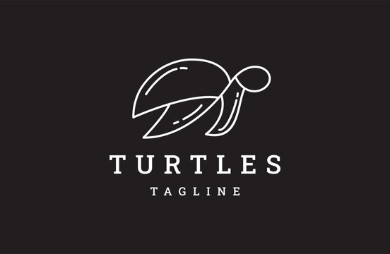 Turtle logo simple line art vector design on black background