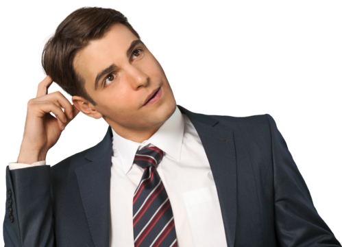 Businessman Thinking and Scratching Head - Isolated