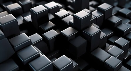 3d render of geometric black blocks Generative AI