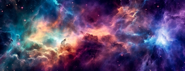 Fototapeta na wymiar Colorful galaxy in space, in the style of detailed texture, ethereal and otherworldly atmosphere, textures, mysterious dreamscapes, nebula galaxy, dreamlike atmosphere, sci-fi. Generative, Ai.