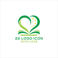22 th logo design elements with heart and abstract book