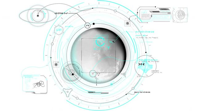 Infographic interface of aliens exploring the planet.
