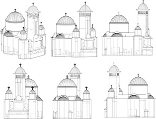 Vector illustration cartoon sketch of holy traditional church with tower