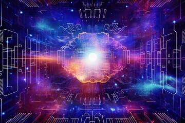 Obraz premium Artificial intelligence digital brain future technology on computer motherboard. binary data. AI brain. Futuristic innovation technology in science concept. AI generated