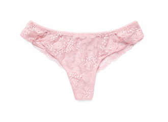 Elegant women's underwear isolated on white, top view