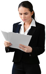 Businesswoman Reading Documents - Isoalted