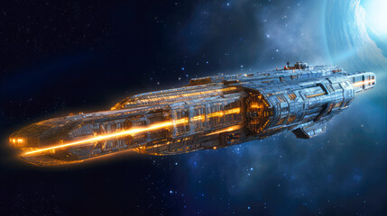 Colossal Spaceship in Space