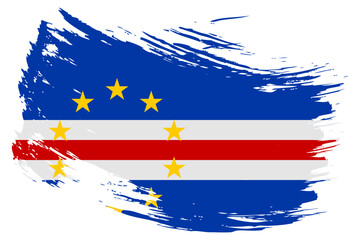 Cape Verde brush stroke flag vector background. Hand drawn grunge style Cabo Verde isolated banner
