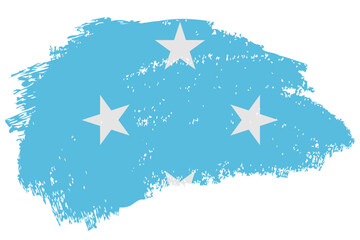 Micronesia brush stroke flag vector background. Hand drawn grunge style Micronesian isolated banner