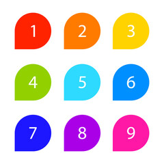 bullet point set. Marker in retro color. Pins with number. Vector illustration. Stock image.
