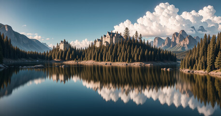 湖の上のお城｜Generative AI