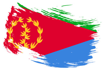 Eritrea brush stroke flag vector background. Hand drawn grunge style Eritrean isolated banner