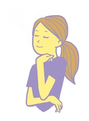 考える　女性　イラスト