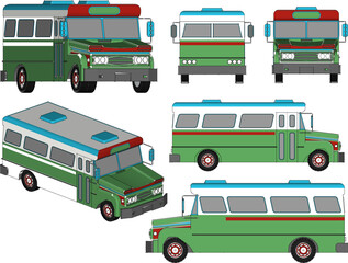 Vector illustration sketch of classic antique old bus transport car cartoon