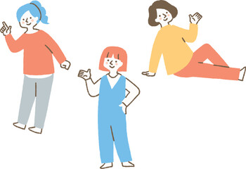 何かを説明している女性のセット_色