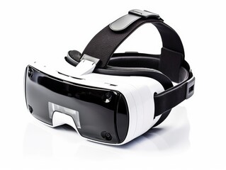 a high technology virtual reality headset glasses with dark black glass isolated on white transparent background. Generative AI