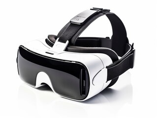 a high technology virtual reality headset glasses with dark black glass isolated on white transparent background. Generative AI