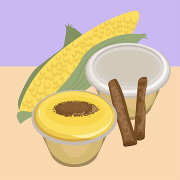 Curau comida doce ou salgada de milho t&iacute;pica de Festa Junina, S&atilde;o Jo&atilde;o com canela