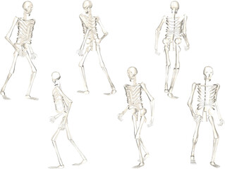 Vector sketch illustration of a running human skull cartoon