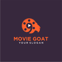 goat logo design with movie or film and media