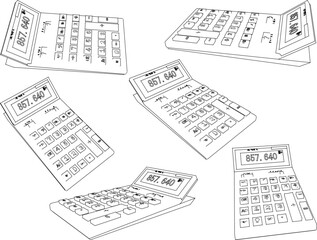 Vintage ancient calculator cartoon illustration vector sketch