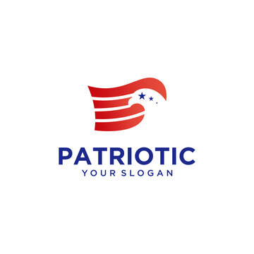 patriotic logo design with eagle and flag