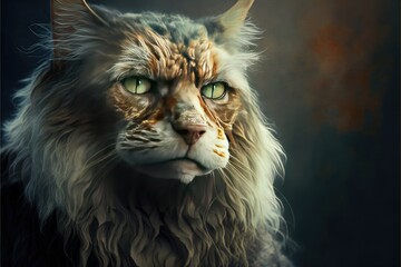 Anthropomorphic big wild cat portrait