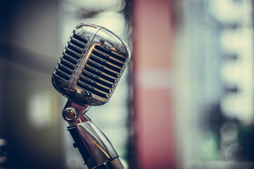 retro microphone on stage