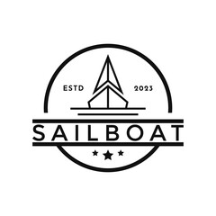 vintage retro sailboat logo design idea