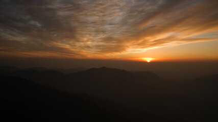 Beautiful sunrise scenery of Jirisan Mountain in South Korea