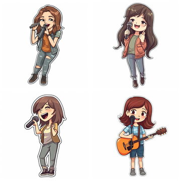 Cartoon character of singer girl