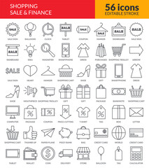 Big set of isolated Shopping and Sale line icons.