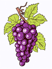 Fototapeta premium Cartoon grape, food, fruit, snack, healthy, kids, wall art, tuscan, wine. Generative AI 
