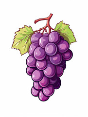 Fototapeta premium Cartoon grape, food, fruit, snack, healthy, kids, wall art, tuscan, wine. Generative AI 