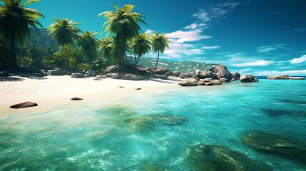tropical beach in summer background ai generated