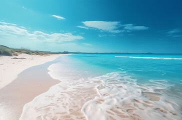 Fototapeta na wymiar white sandy beach with blue sky ai generated