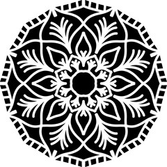 black and white ornament, mandala, mandala art, ilustration, vector, line art, doodle art
