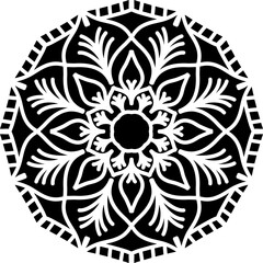 black and white ornament, mandala, mandala art, ilustration, vector, line art, doodle art
