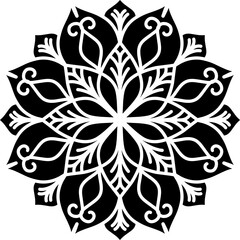 black and white ornament, mandala, mandala art, ilustration, vector, line art, doodle art
