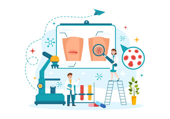 Hemophilia Vector Illustration with Doctor Examining Injured Knee or Joint and Blood Disorders in Healthcare Flat Cartoon Hand Drawn Templates