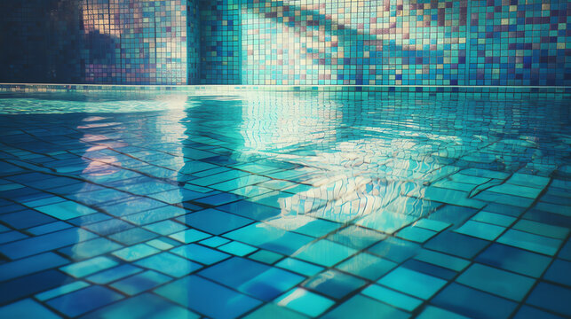 photo of blue swimming pool tiles