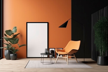 Fototapeta premium Vertical frame mockup, blank empty screen isolated on white home office background. Copy space. AI generated