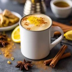 Fotobehang latte drink with generative ai © Daunhijauxx