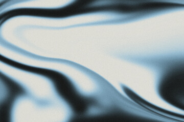 Abstract liquid grainy gradient background. Distorted wave, dynamic fluid, metallic texture, monochrome. Great for social media, web banner, wallpaper.