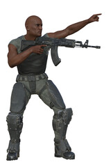 Fototapeta premium Soldier in combat gear